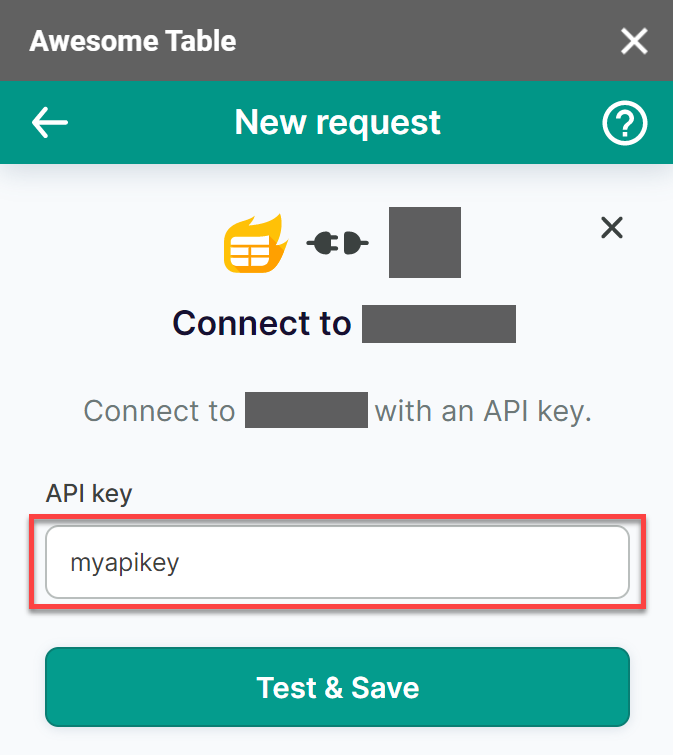 An empty field for API key