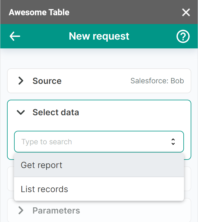 The list of data to export from Salesforce