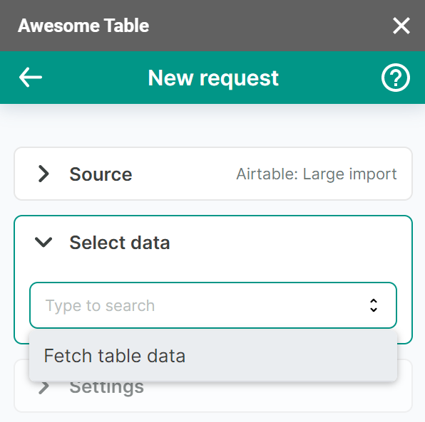 The list of data to export from Airtable connector