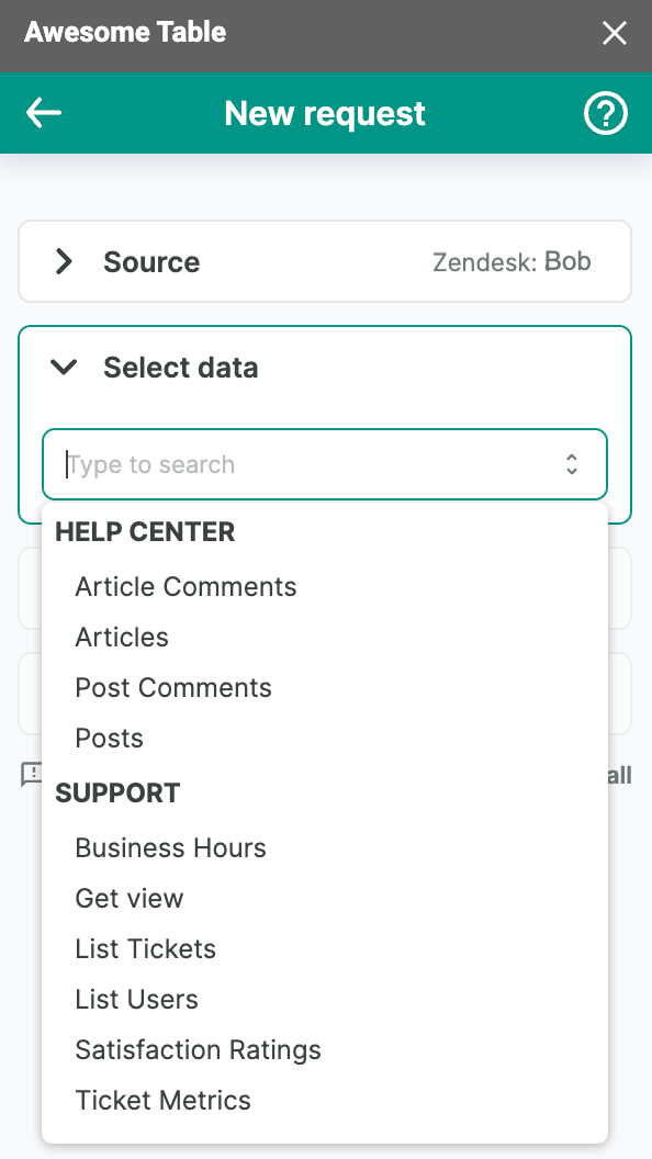 Zendesk Support Connector - Data available for export