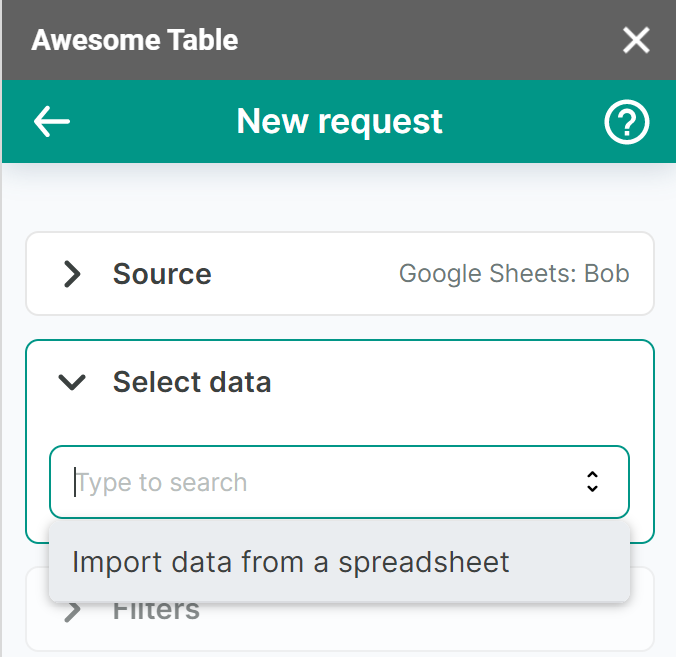 The list of data to export from Google Sheets