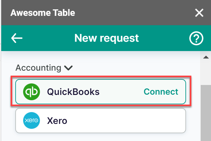 The QuickBooks connector is listed in the Accounting category of the add-on