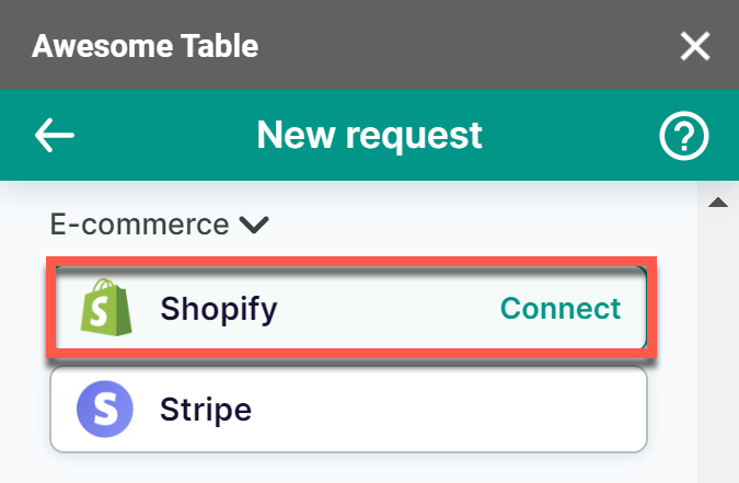 The Shopify connector is listed in the E-commerce category of the add-on