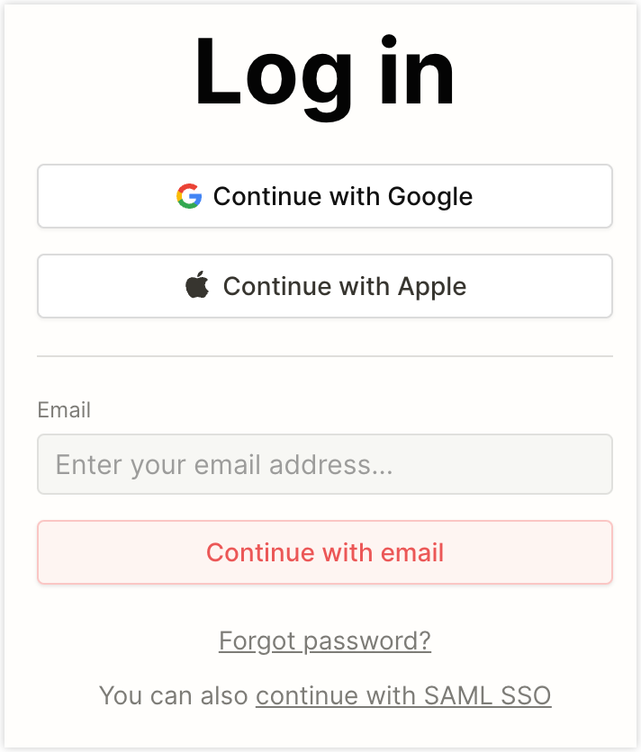 Notion different log in methods page