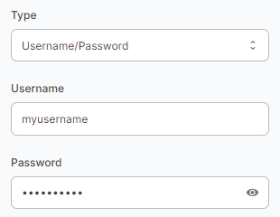 Enter the credentials in the Username and Passord fields
